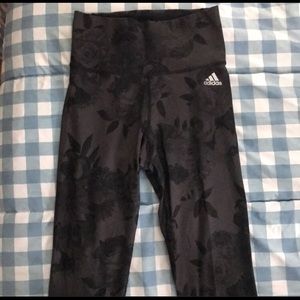 Adidas XS cropped rose pattern leggings. New